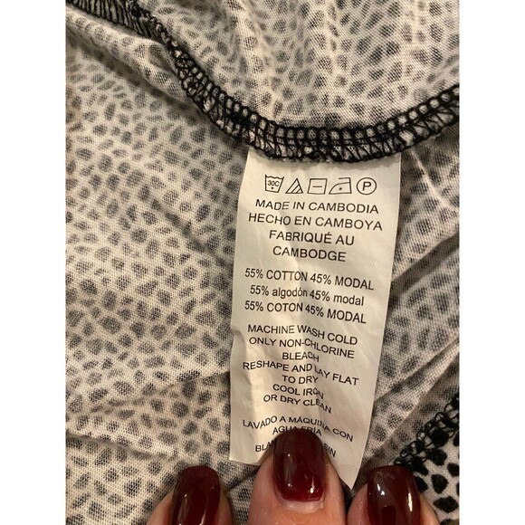 Michael Kors Blouse Size Medium Top Black White Pattern 3/4 Bell Sleeves Casual - Picture 8 of 10